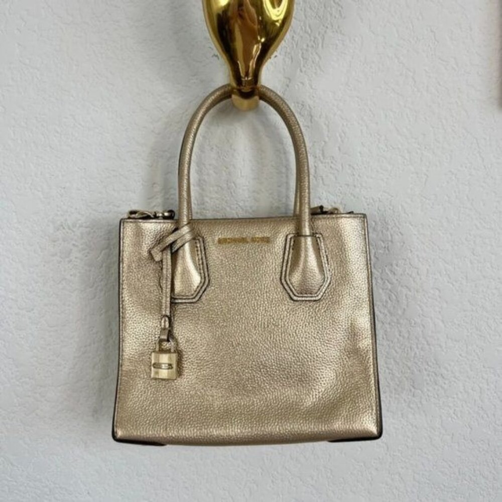Michael Kors Mercer Leather Tote in Metallic Gold